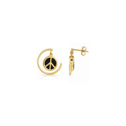 Peace Hoop Charm 925 Sterling Silver Earrings