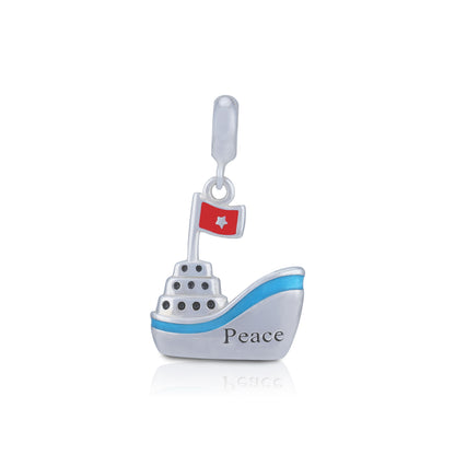 Peaceful Voyage 925 Sterling Silver Ocean Boat Pendant