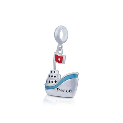 Peaceful Voyage 925 Sterling Silver Ocean Boat Pendant