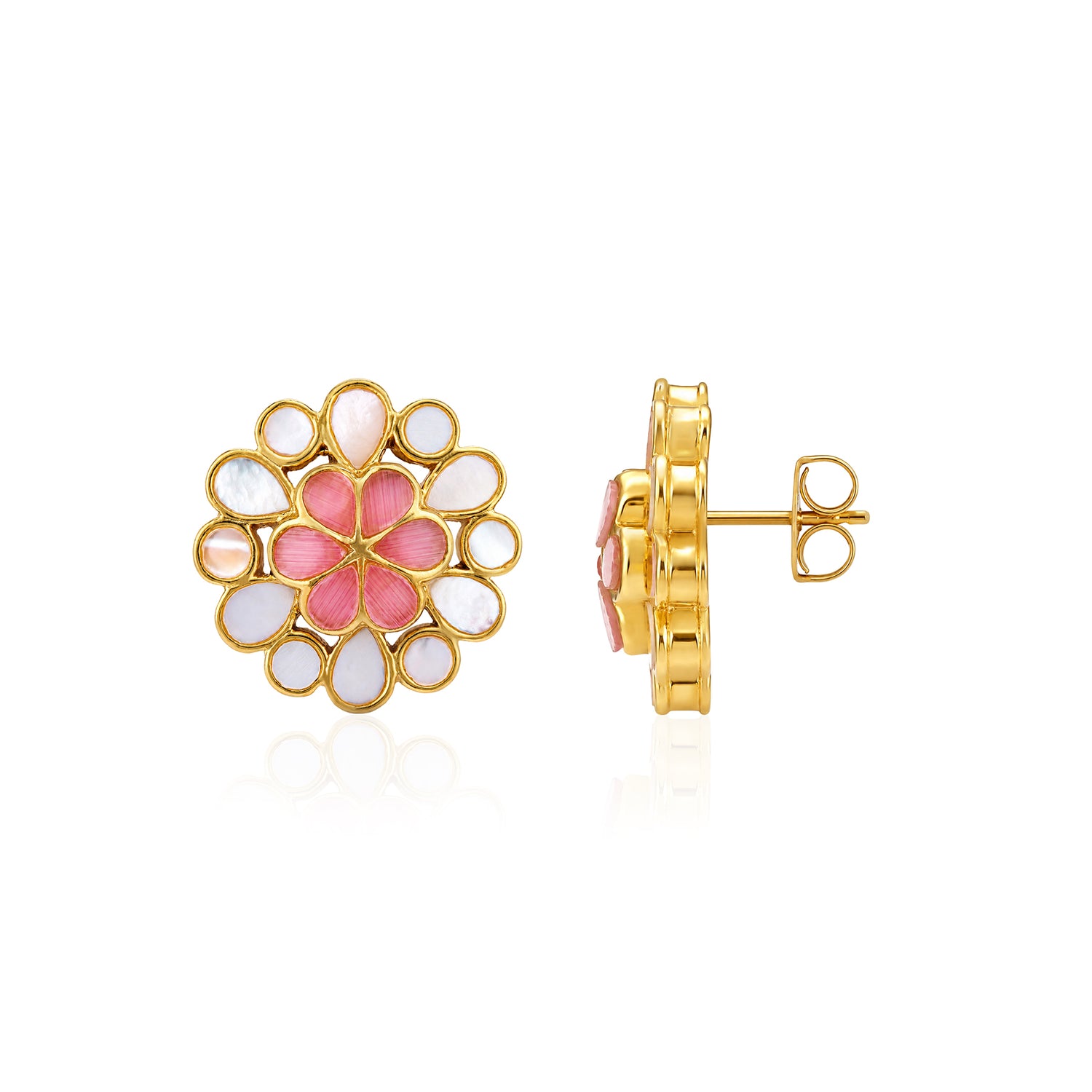 Peach Blossom 925 Sterling Silver Pearl Stud Earrings