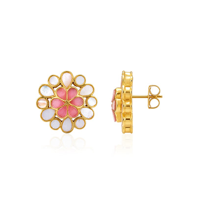 Peach Blossom 925 Sterling Silver Pearl Stud Earrings