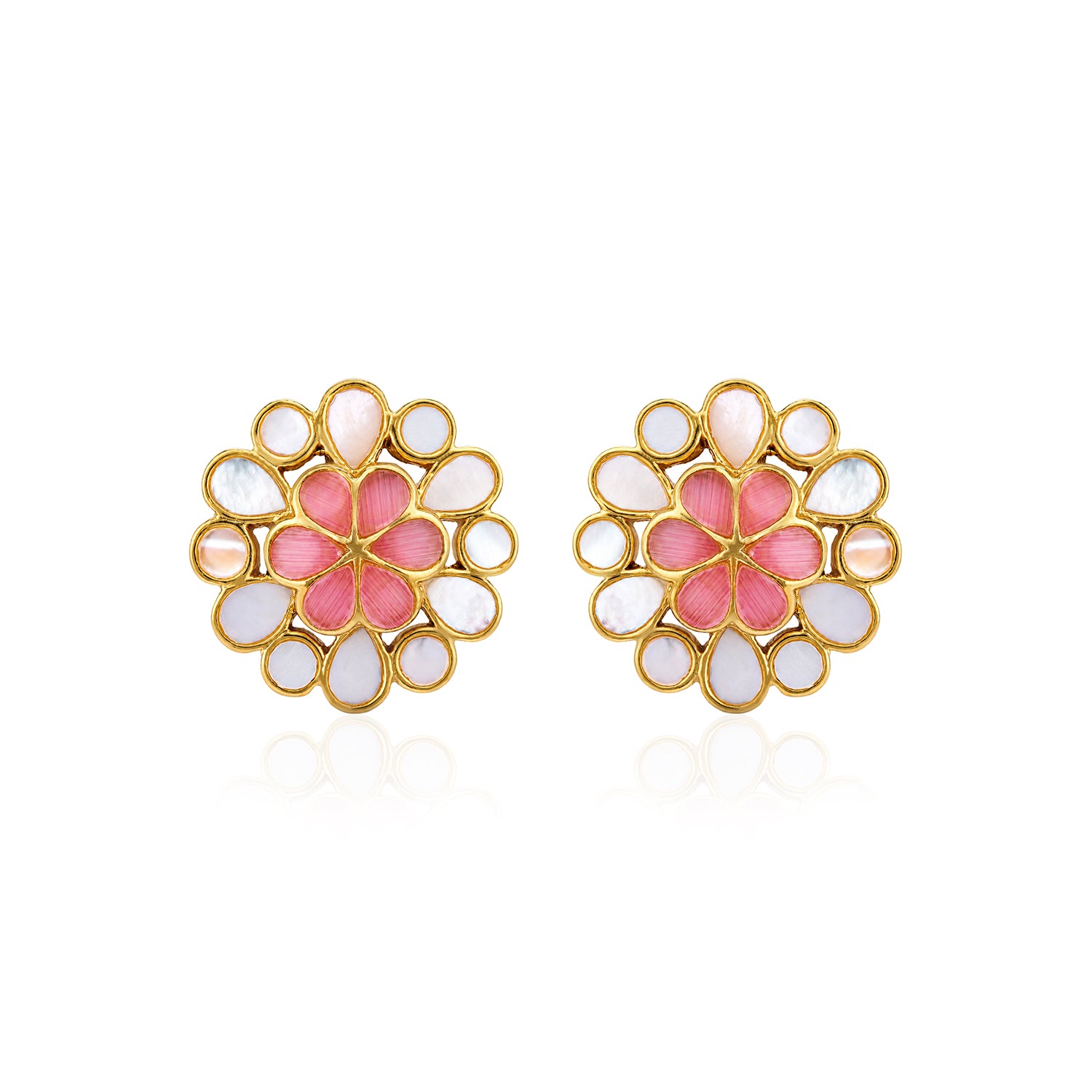 Peach Blossom 925 Sterling Silver Pearl Stud Earrings