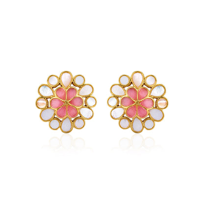 Peach Blossom 925 Sterling Silver Pearl Stud Earrings