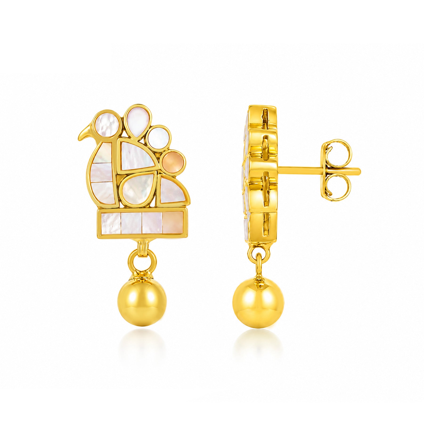 Peacock 925 Sterling Silver Golden Drop Earrings