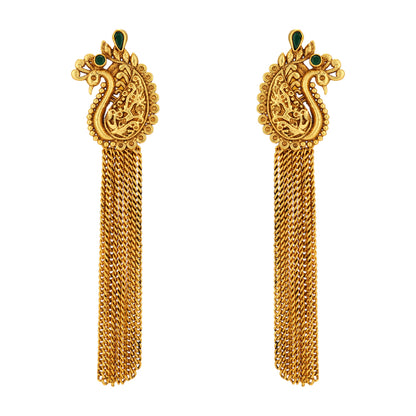 Peacock 925 Chains Cascading 925 Gold Plated Earrings