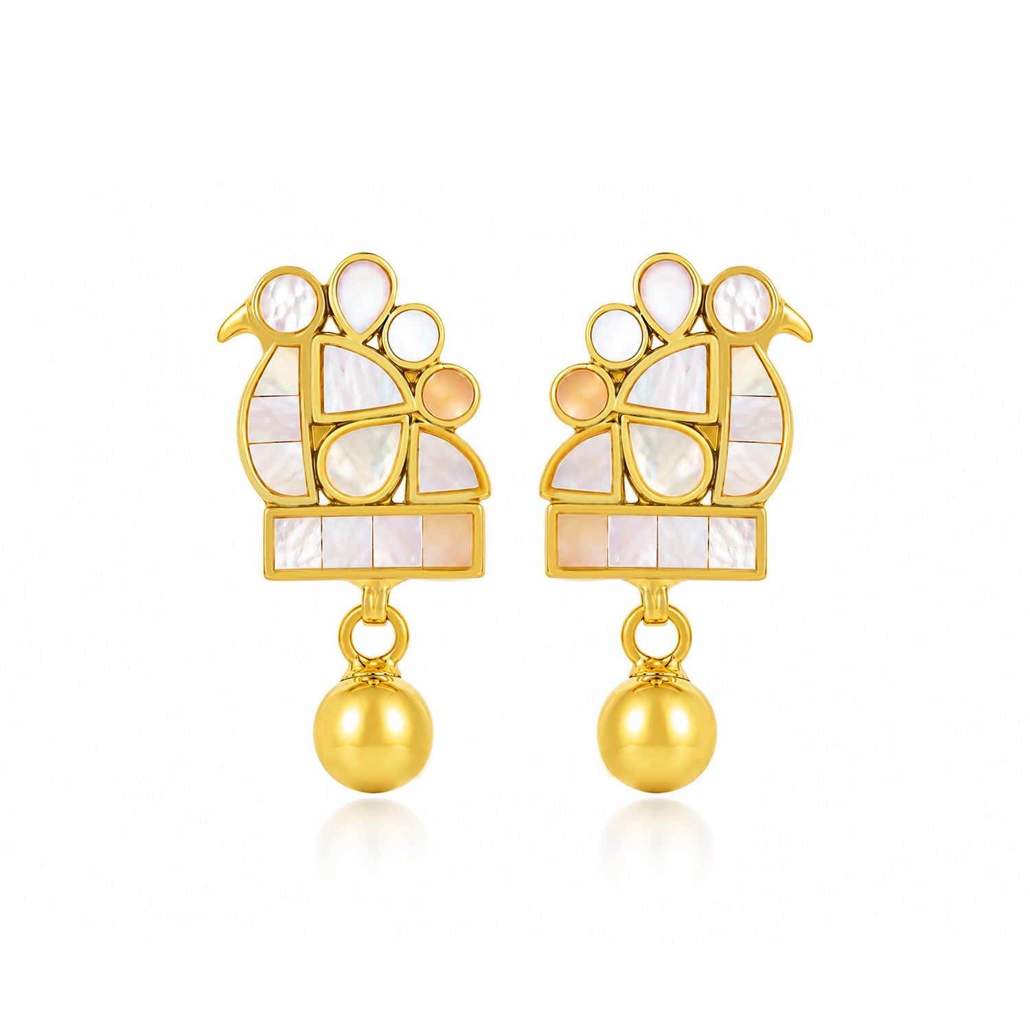 Peacock 925 Sterling Silver Golden Drop Earrings