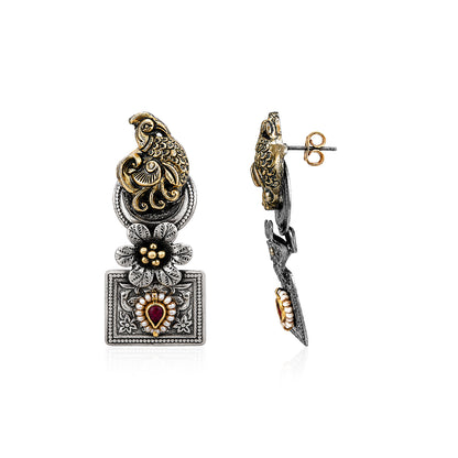 Peacock Heritage 925 Sterling Silver Floral Earring