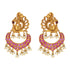 Peacock Pink Stoned Pearl Drops chandbali Earrings