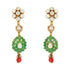 Peared Green Beads 925 Gold Plated Red Bead Drop Earrings