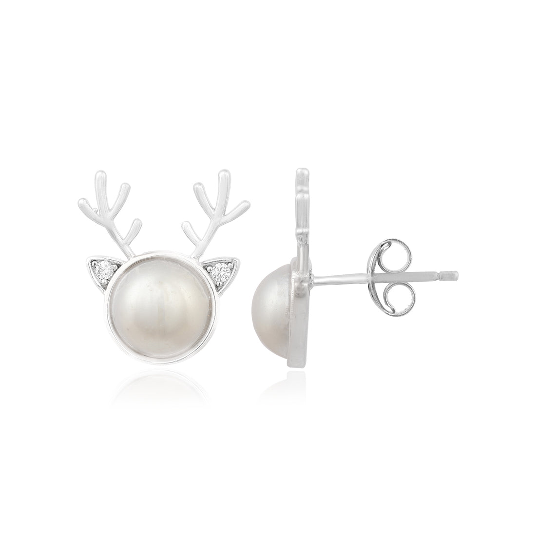 Pearl Antler Sterling Silver Stud Earrings