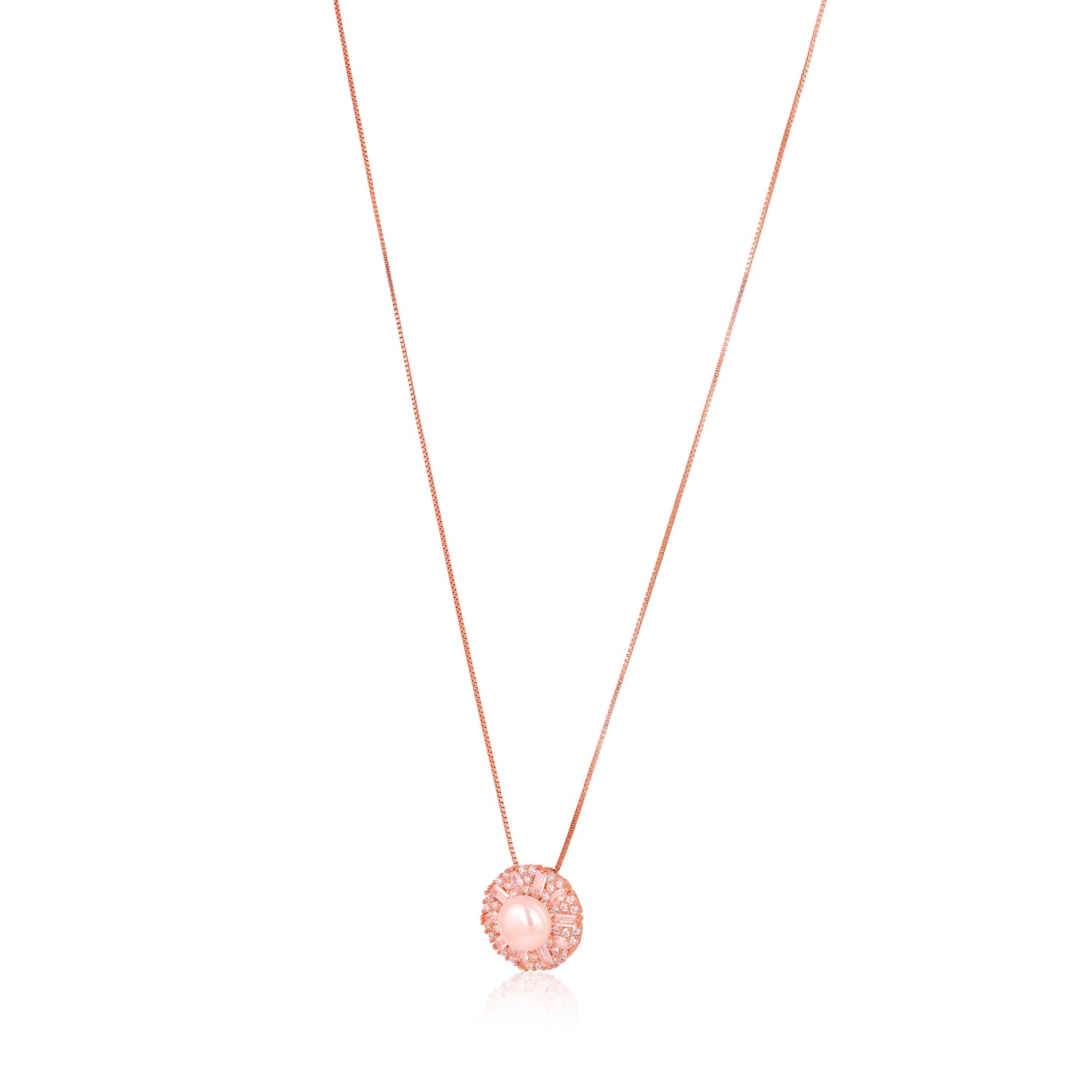 Necklace with a round pendant on a white background