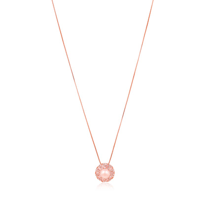 Necklace with a pink pendant on a white background