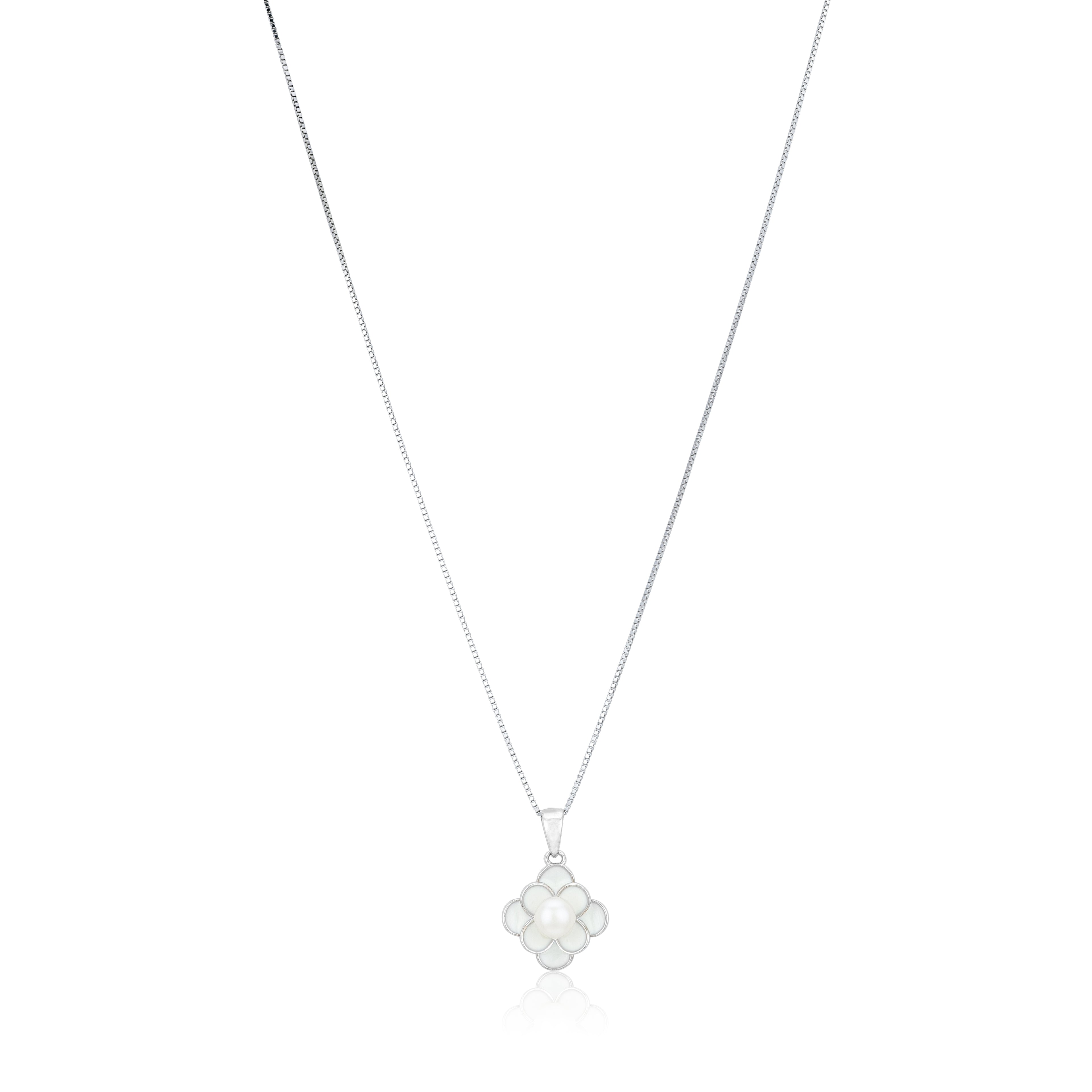 Pearl Blossom Flower Style 925 Sterling Silver Chain Pendant for Women