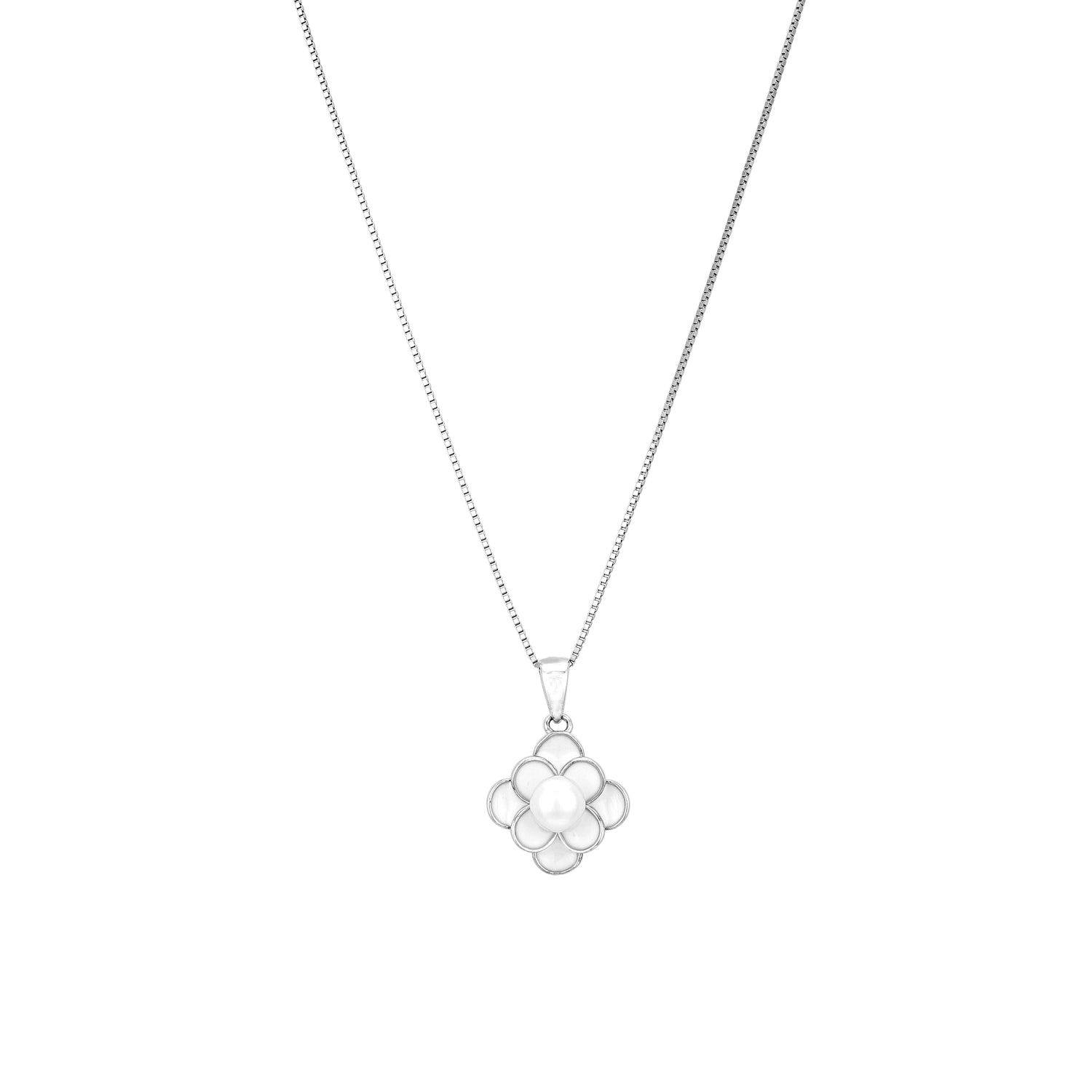 Pearl Blossom Flower Style 925 Sterling Silver Chain Pendant for Women