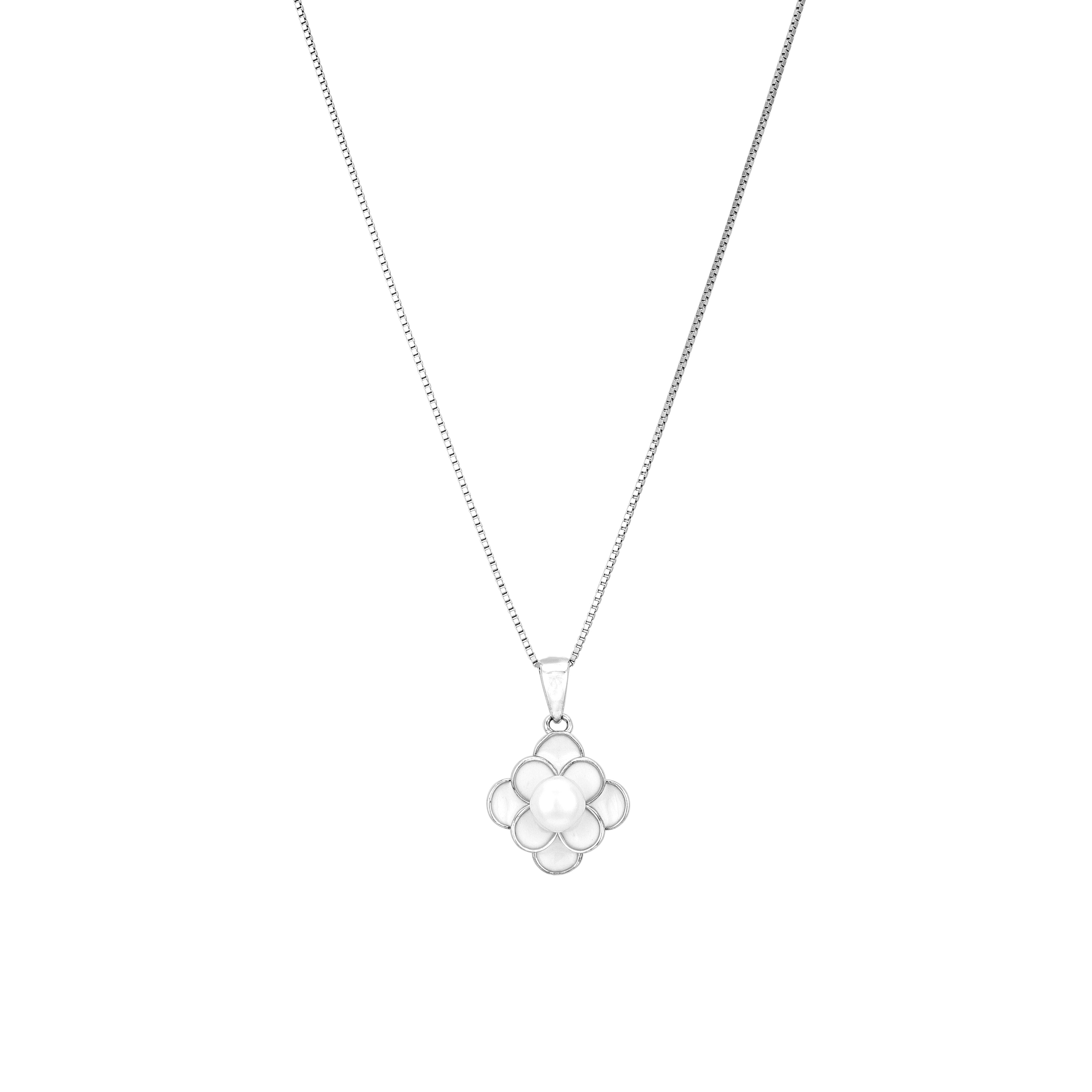 Pearl Blossom Flower Style 925 Sterling Silver Chain Pendant for Women