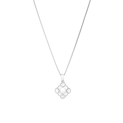 Pearl Blossom Flower Style 925 Sterling Silver Chain Pendant for Women