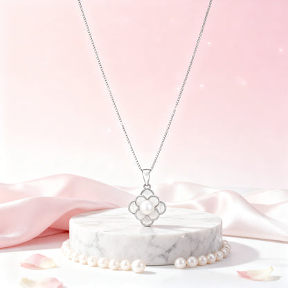 Pearl Blossom Flower Style 925 Sterling Silver Chain Pendant for Women
