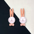 Pearl Bunny Charm 925 Sterling Silver Bow Earrings