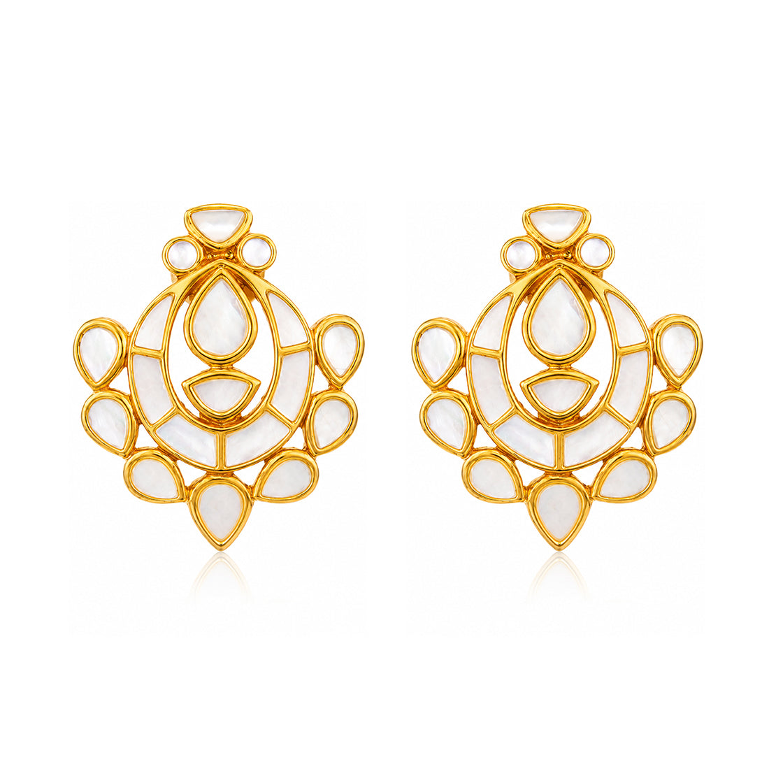 Pearl Crescent 925 Sterling Silver Floral Drop Earrings