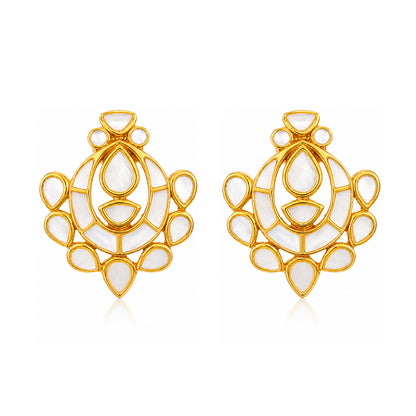 Pearl Crescent 925 Sterling Silver Floral Drop Earrings