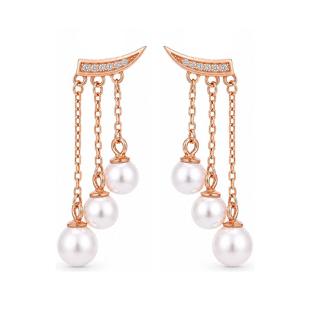 Pearl Drape Rose Gold Silver Drop Earrings