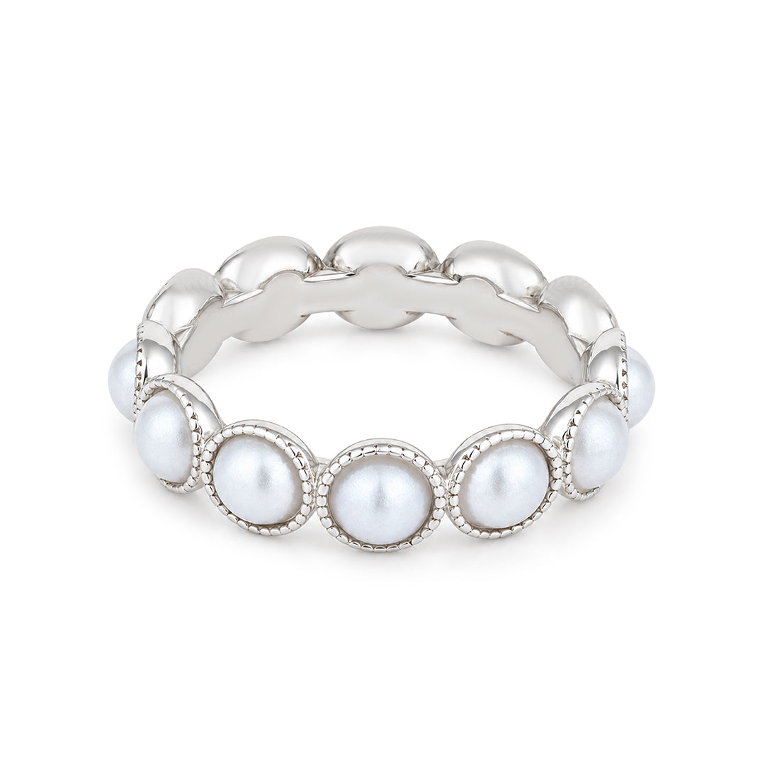 Pearl Eternity Sterling Silver Ring