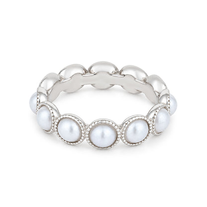 Pearl Eternity Sterling Silver Ring