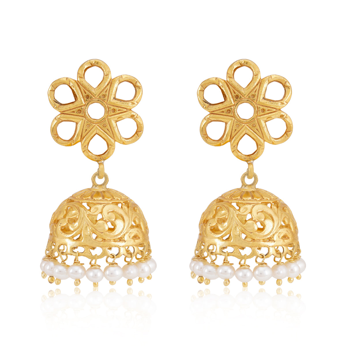 Pearl Flower Jhumka Sterling Silver Earring