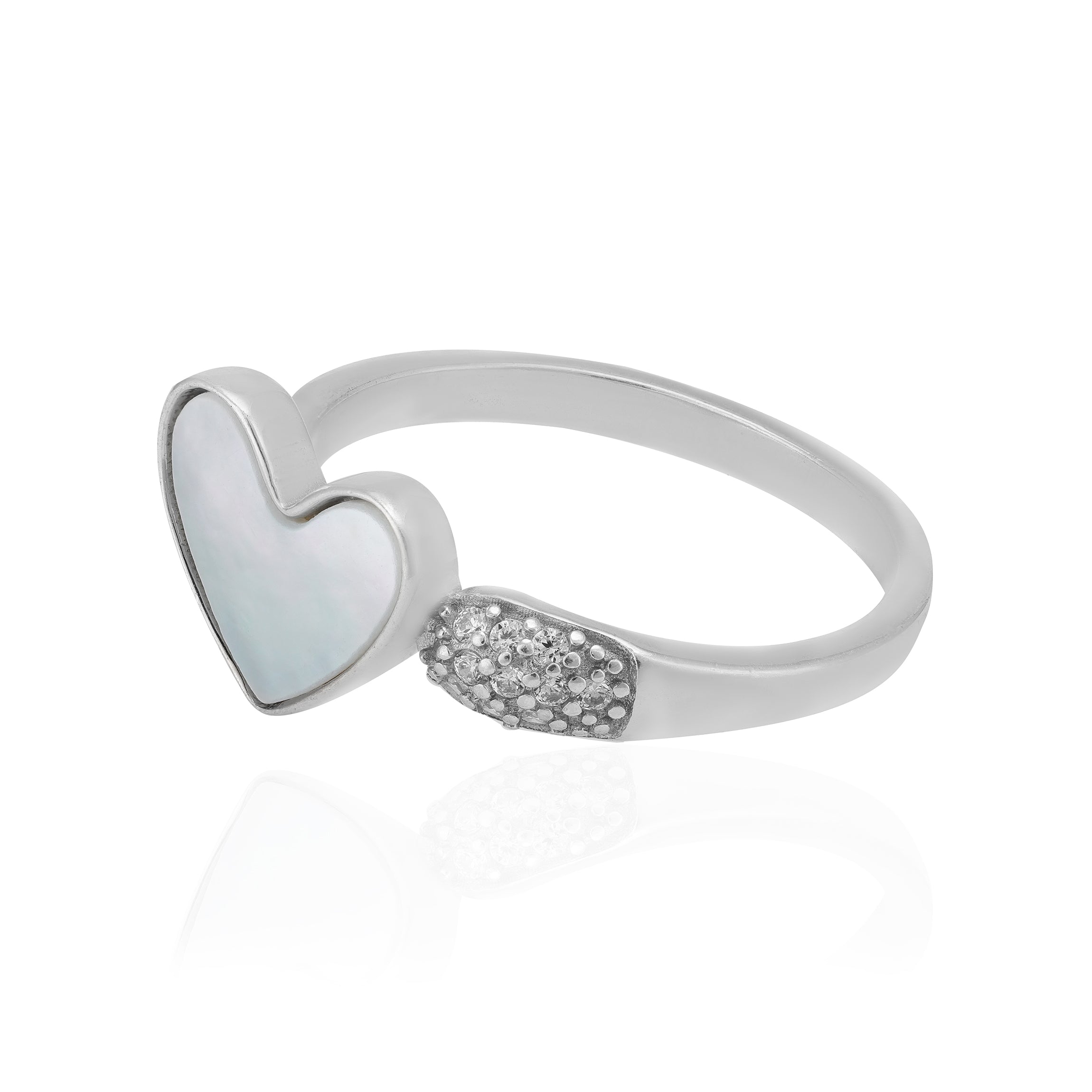 Pearl Hearted Rhodium 925 Sparkling Stone Rings