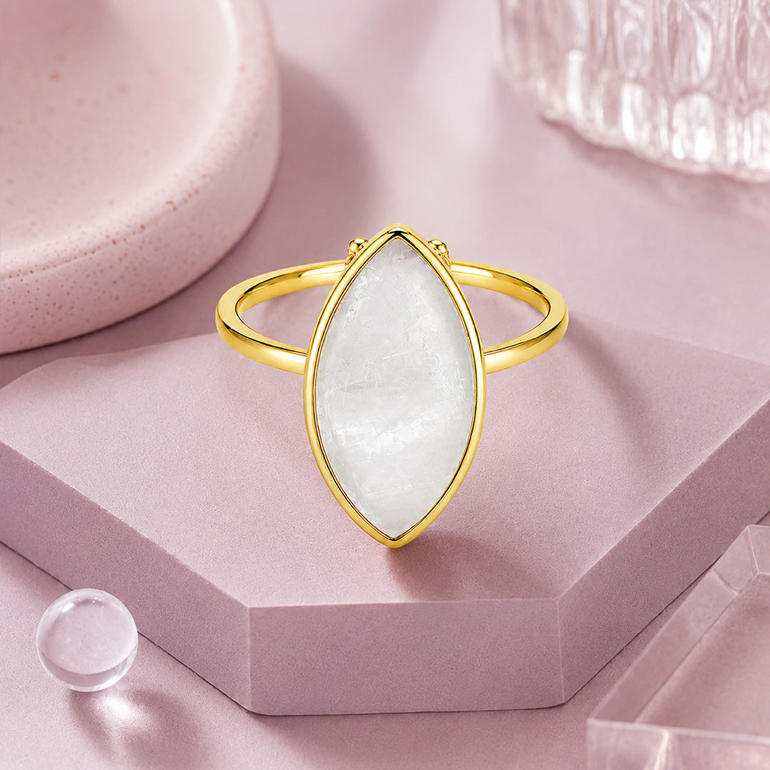 Pearl Marquise Charm 925 Sterling Silver Statement Ring