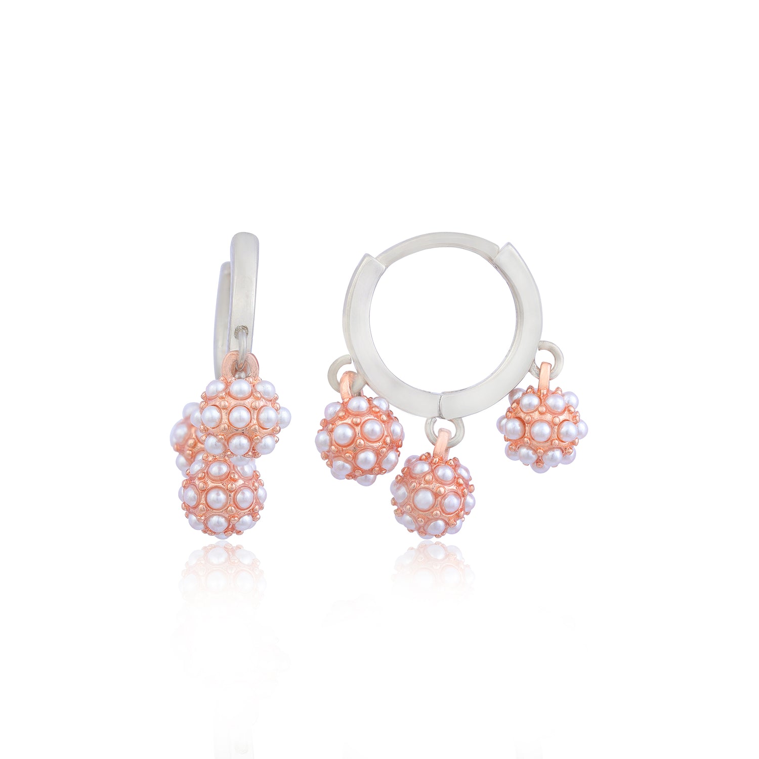 Pearl Orb Dual Tone Shine Earring 
