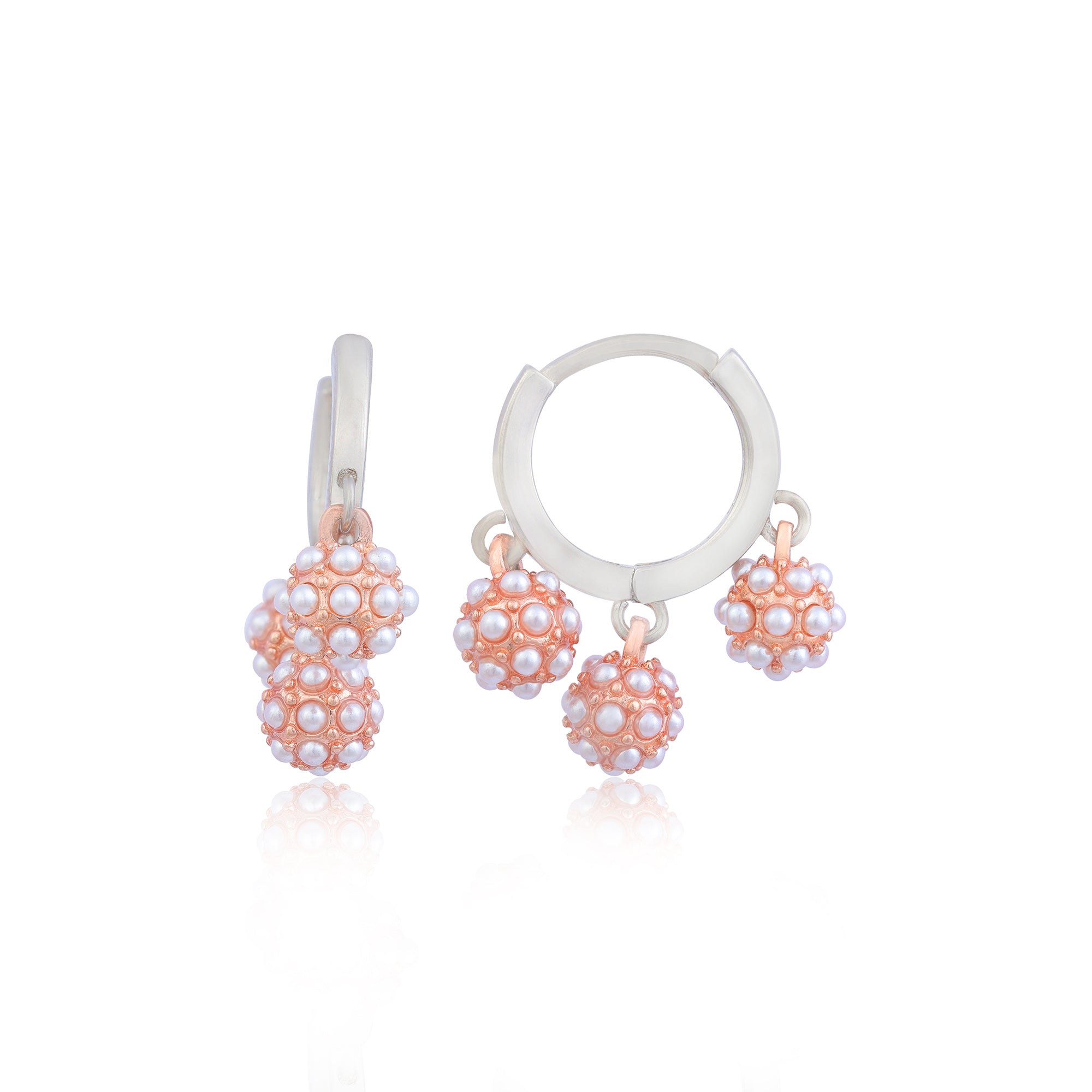 Pearl Orb Dual Tone Shine Earring 
