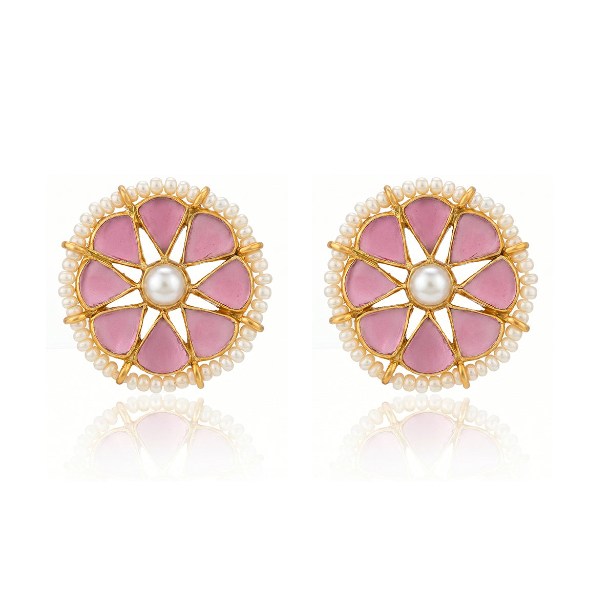 Pearl Pink Lotus 925 Sterling Silver Stud Earring