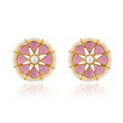 Pearl Pink Lotus 925 Sterling Silver Stud Earring