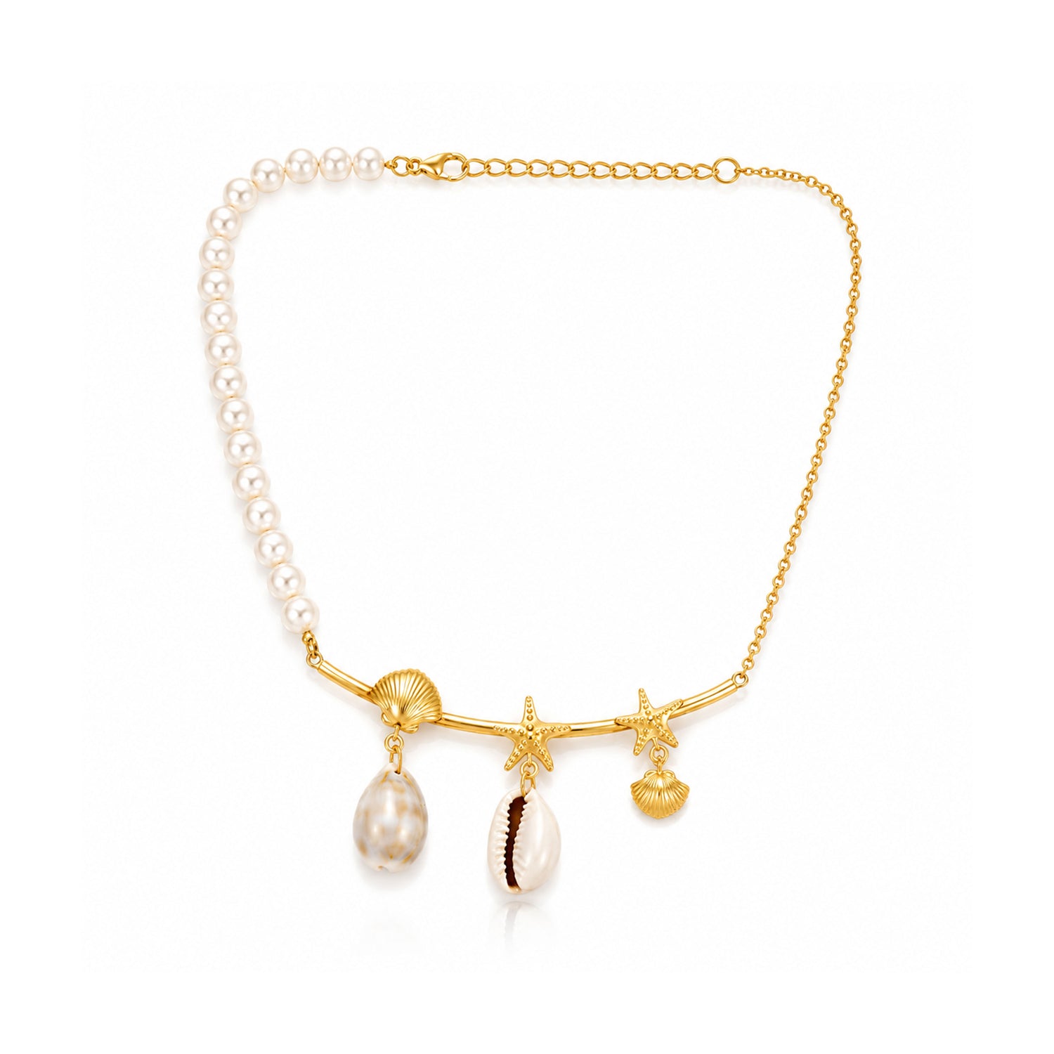 Pearl Shell Cascade 925 Sterling Silver Designer Necklace