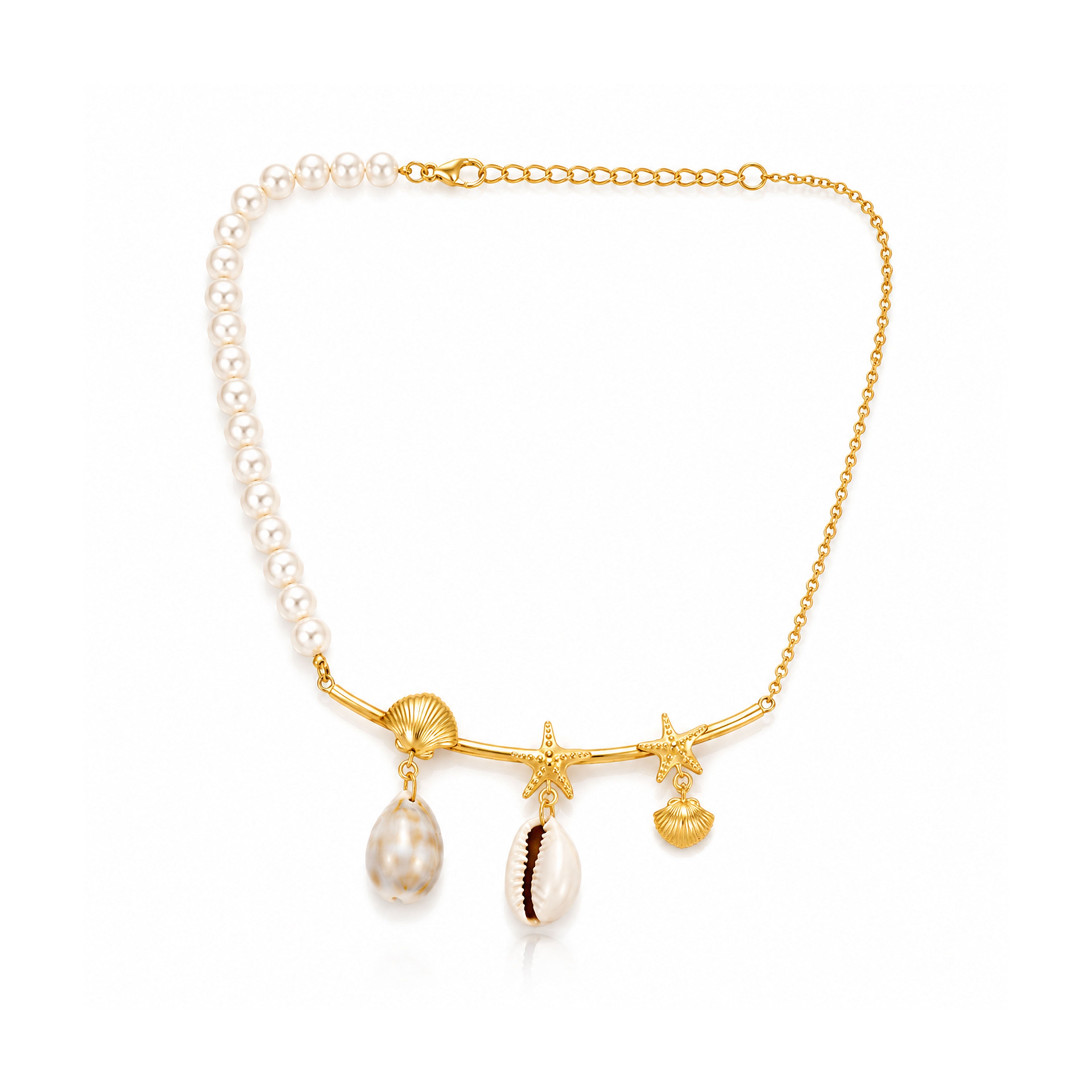 Pearl Shell Cascade 925 Sterling Silver Designer Necklace