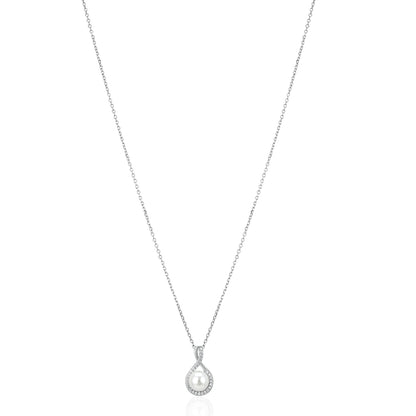 Pearl Swirl Stone Elegance 925 Sterling Silver Chain Pendant for Women