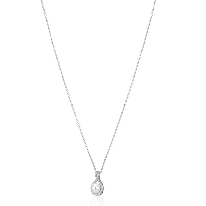 Pearl Swirl Stone Elegance 925 Sterling Silver Chain Pendant for Women