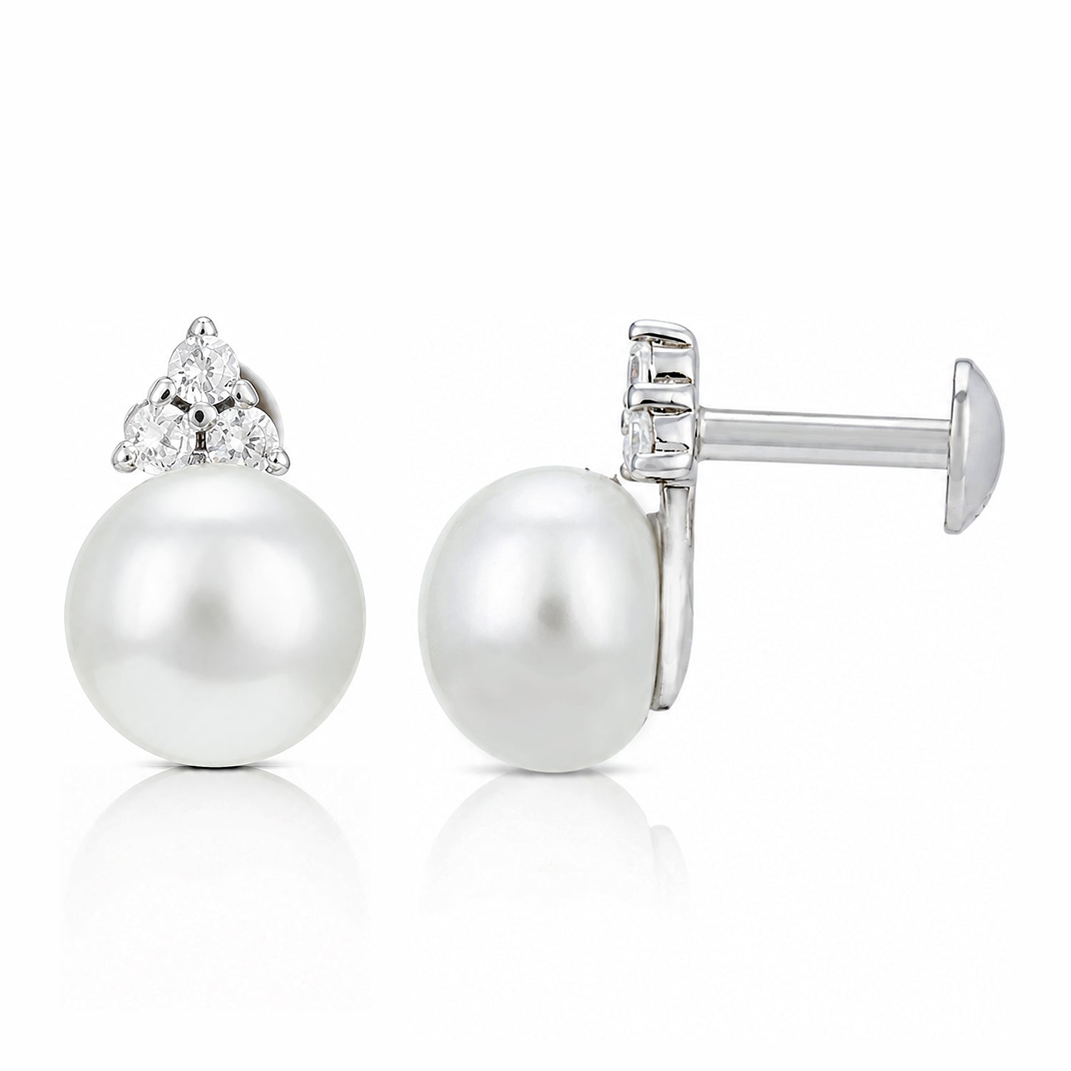 Pearl Trinity Shine 925 Sterling Silver Elegant Earrings