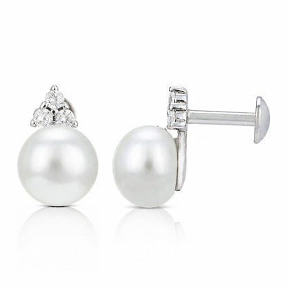 Pearl Trinity Shine 925 Sterling Silver Elegant Earrings