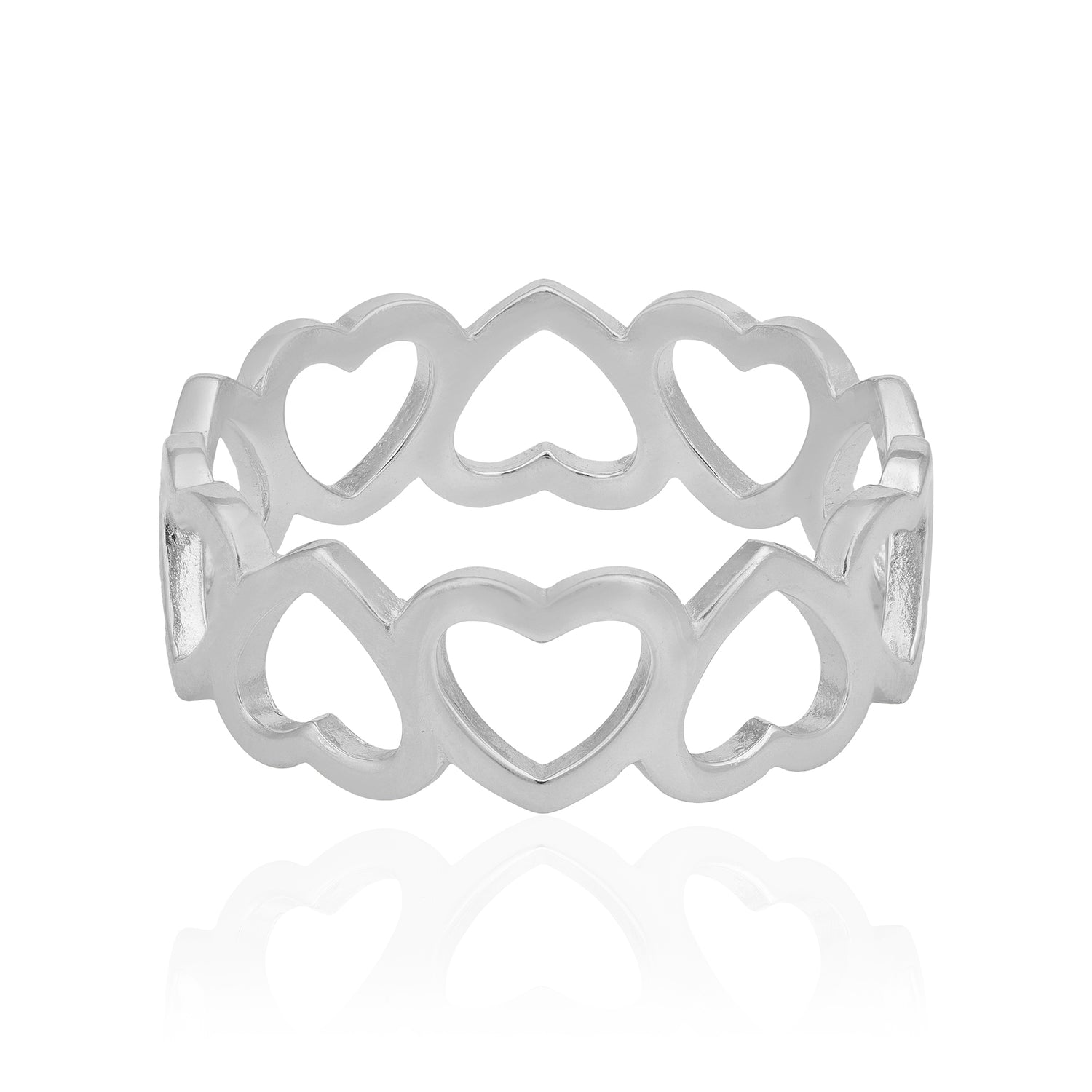 Perpetual Rhodium Plated Contrast Heart Ring