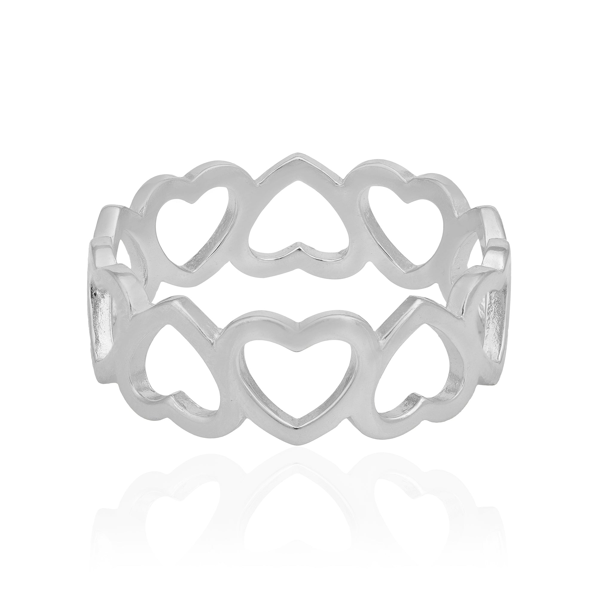 Perpetual Rhodium Plated Contrast Heart Ring