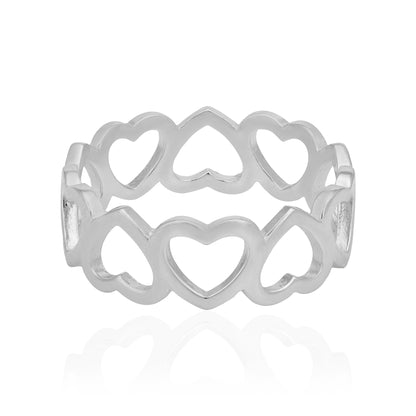 Perpetual Rhodium Plated Contrast Heart Ring