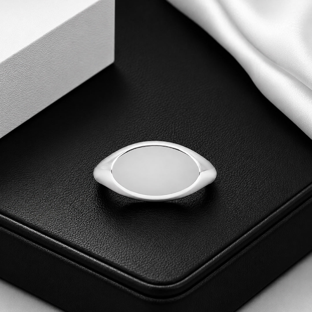 Personalised Oval Engraving Silver Ring
