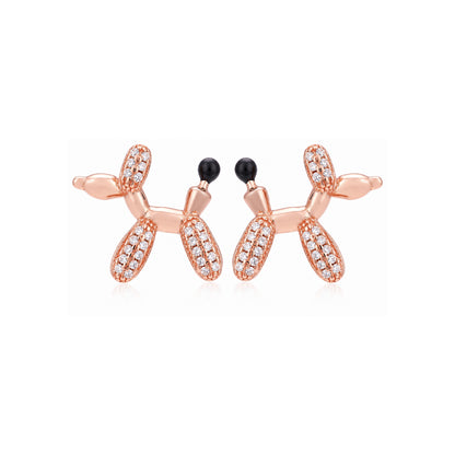 Pink Balloon Rose Gold Silver Stud Earrings