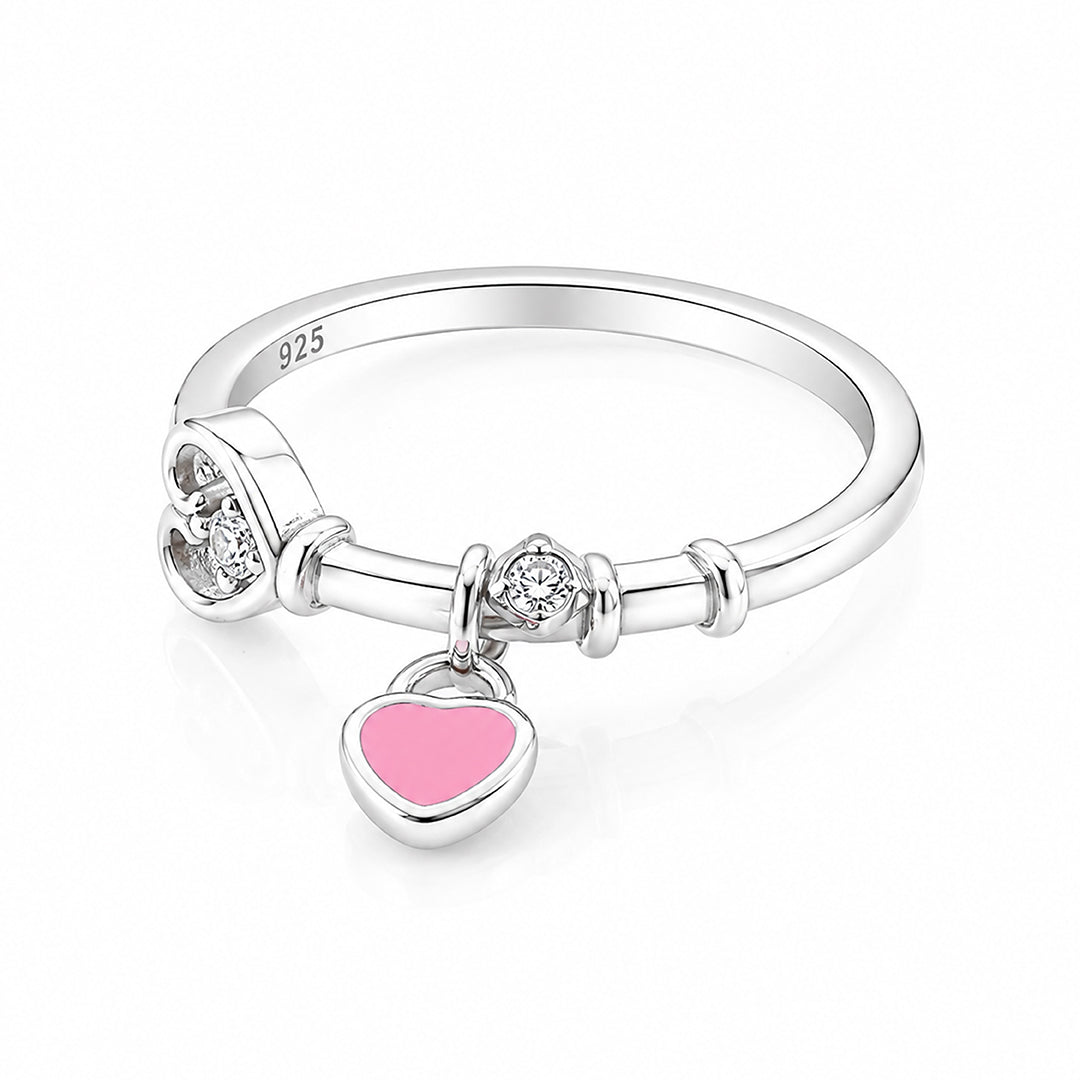 Pink Charm 925 Sterling Silver Heart Rings for Women