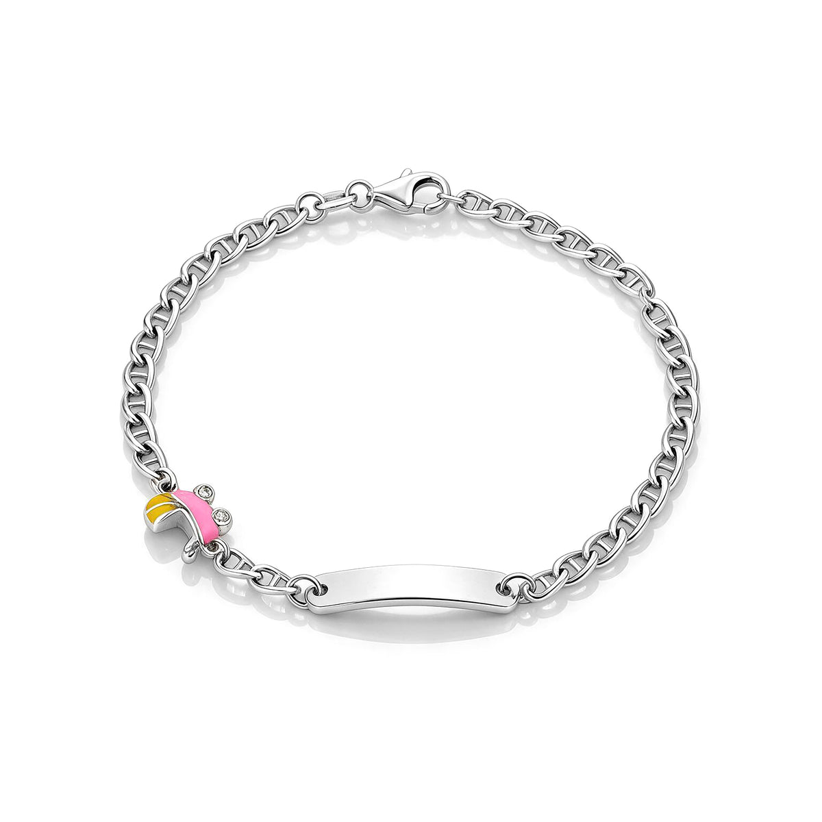Pink Enamel Car Mariner Link Bracelet