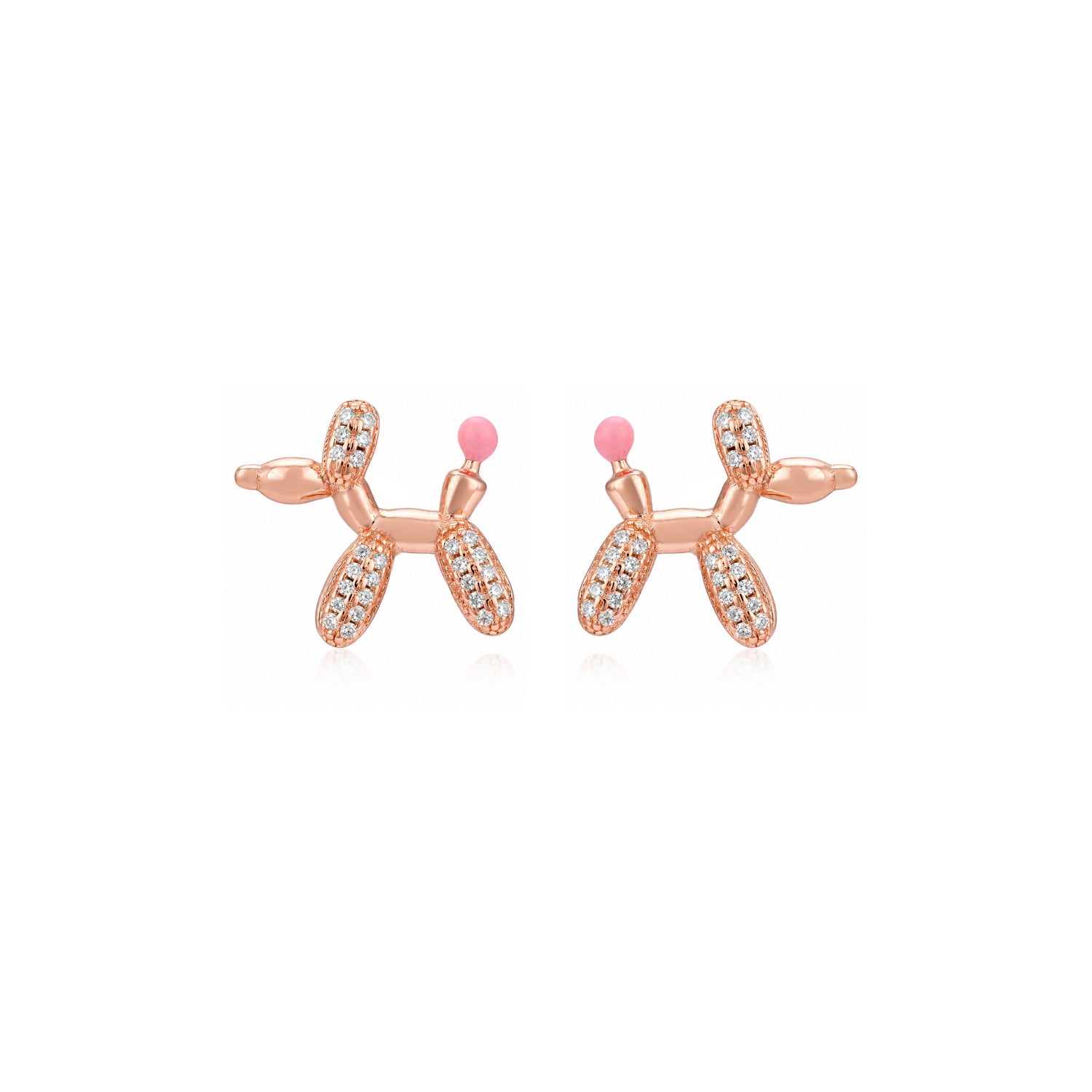 Pink Balloon Rose Gold Silver Stud Earrings