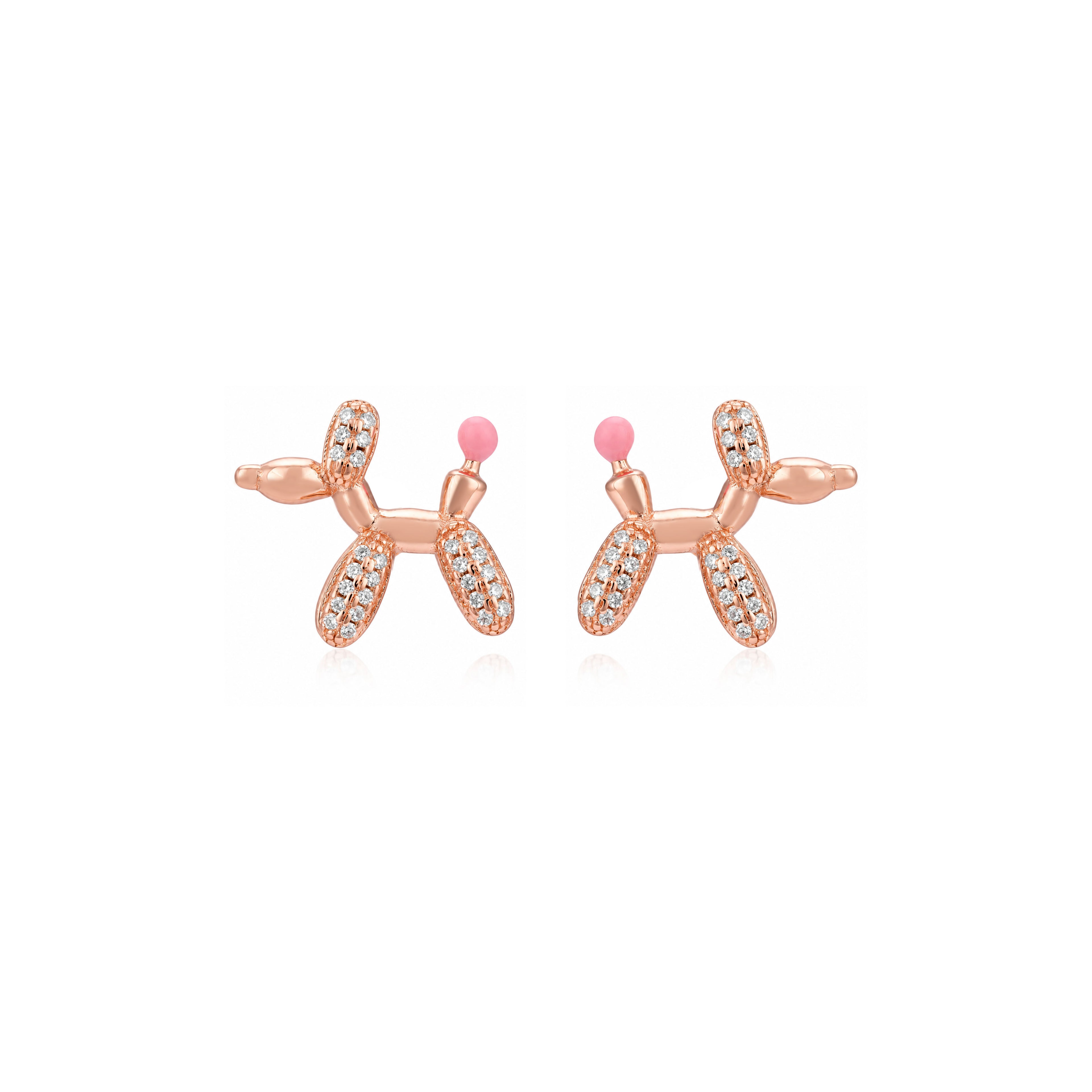 Pink Balloon Rose Gold Silver Stud Earrings