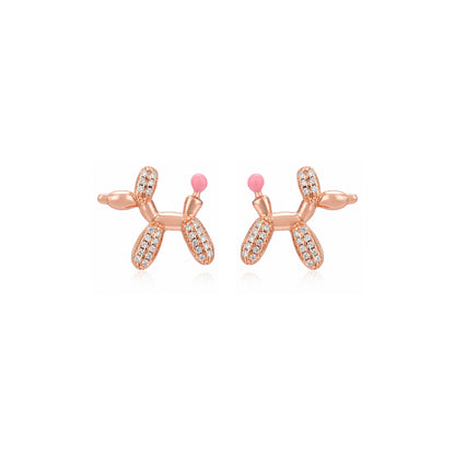 Pink Balloon Rose Gold Silver Stud Earrings
